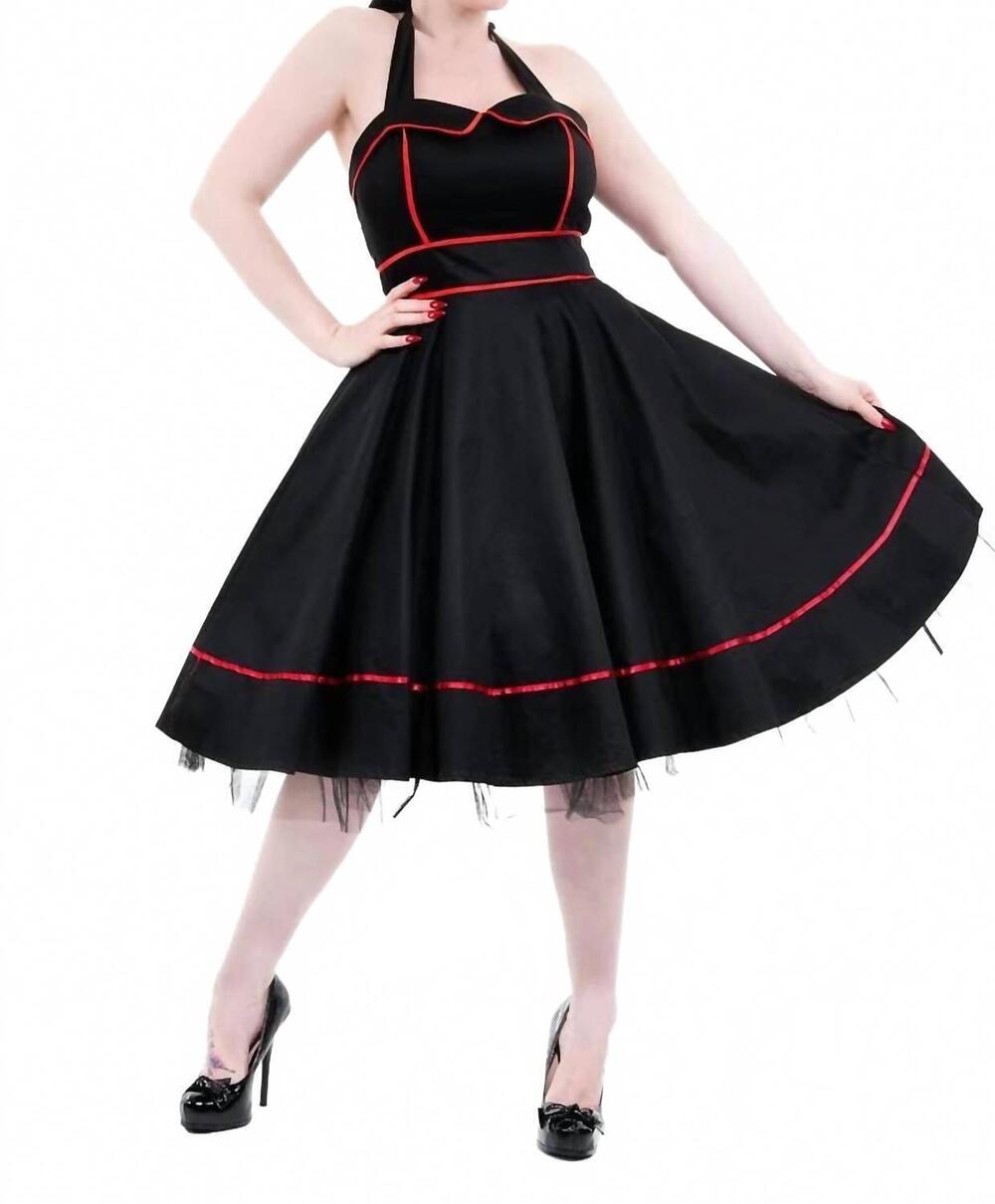 NEW ORCHID BLOOM trim halter swing dress in black red
